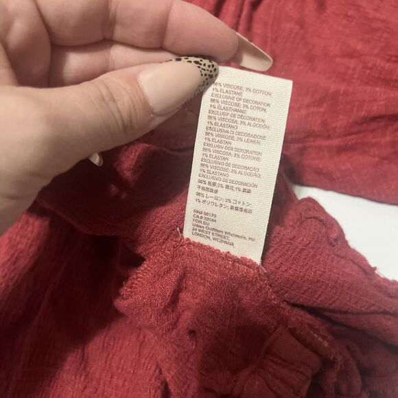 Free People Serafina Embroidered Floral Crochet Boho Top in Sangria Combo S - Picture 10 of 12